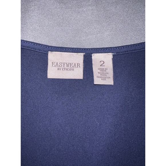 Easy wear By Chico’s Top Size L (2) Navy Blue Sequin Lined Tank Sheer Overlay - Picture 5 of 7